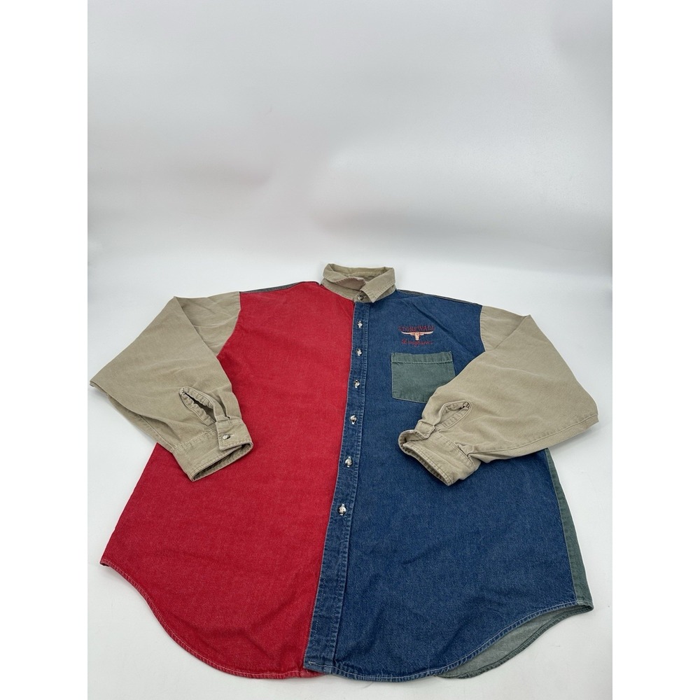 VTG Crystal Springs Men's Button Up Size L Colorblock‎